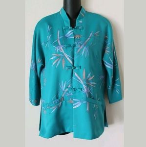 Liberty House of Hawaii Womens Blouse Teal‎ Floral